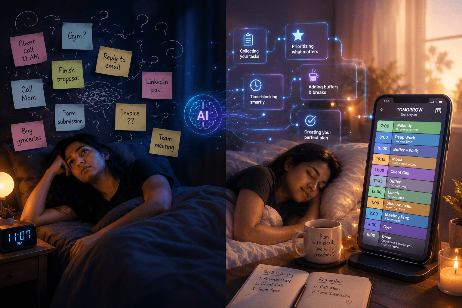 AI-planned daily schedule workflow preview